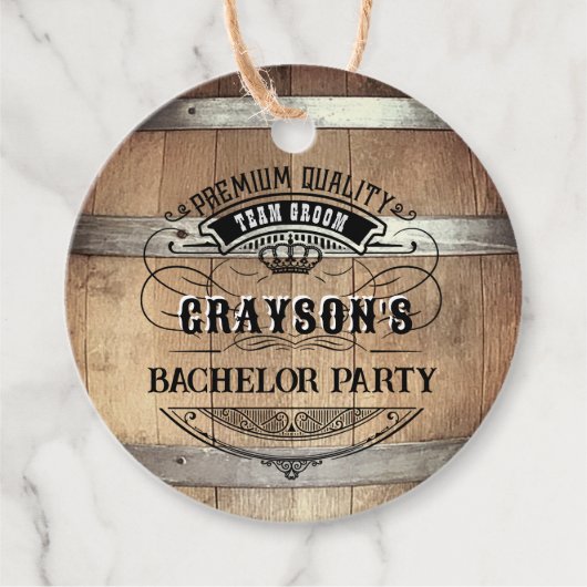 Bachelor Party Rustic Whiskey Bedankjes Labels (Voorkant)