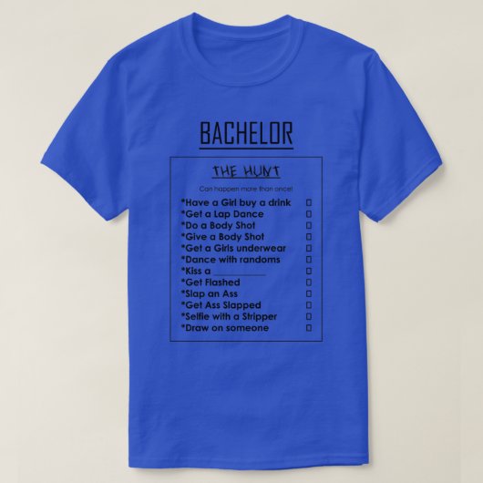 Bachelor Party Scavenger Hunt T-shirt (Design voorkant)