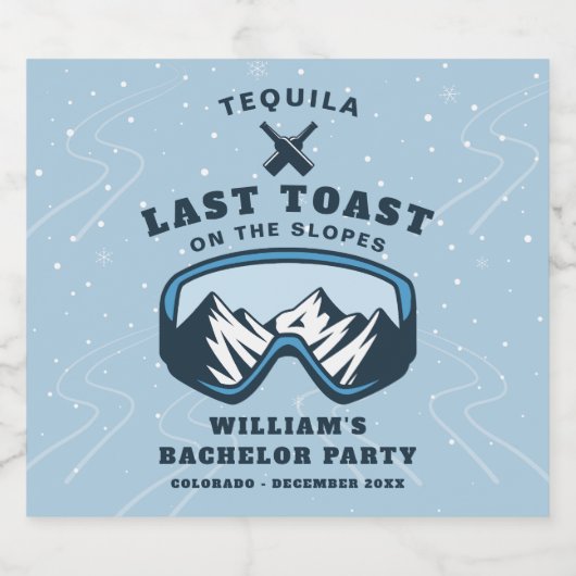 Bachelor Party Ski Weekend Tequila Likeurfles Etiket (Enkel label)
