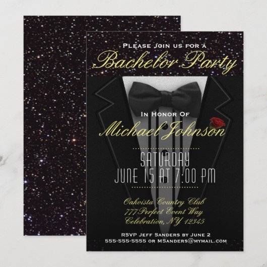 Bachelor Party | Smoking Uitnodiging (Voorkant / Achterkant)