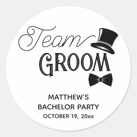 Bachelor Party Team bruidegom bruiloft Ronde Sticker (Voorkant)