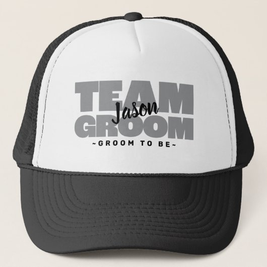 Bachelor Party Team Groom Name Gray Trucker Pet (Voorkant)