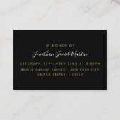 Bachelor Party Ticket Invite Black & Gold Diamond (Achterkant)