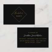 Bachelor Party Ticket Invite Black & Gold Diamond (Voorkant / Achterkant)