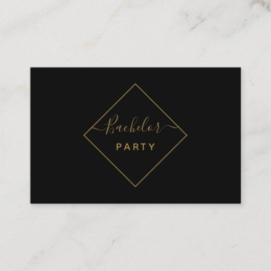 Bachelor Party Ticket Invite Black & Gold Diamond (Voorkant)