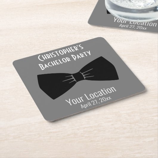 Bachelor Party Tuxedo Bow Stropdas Weddenschap Kartonnen Onderzetters (Schuin)