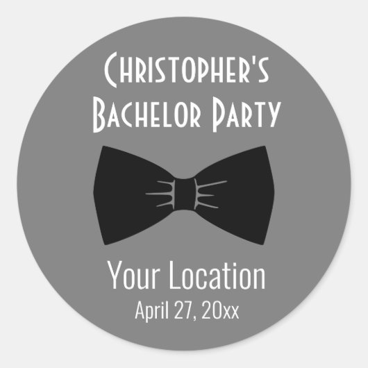 Bachelor Party Tuxedo Bow Stropdas Weddenschap Ronde Sticker (Voorkant)