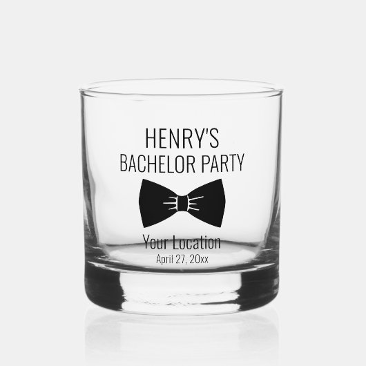 Bachelor Party Tuxedo Bow Stropdas Weddenschap Whisky Glas (Voorkant)