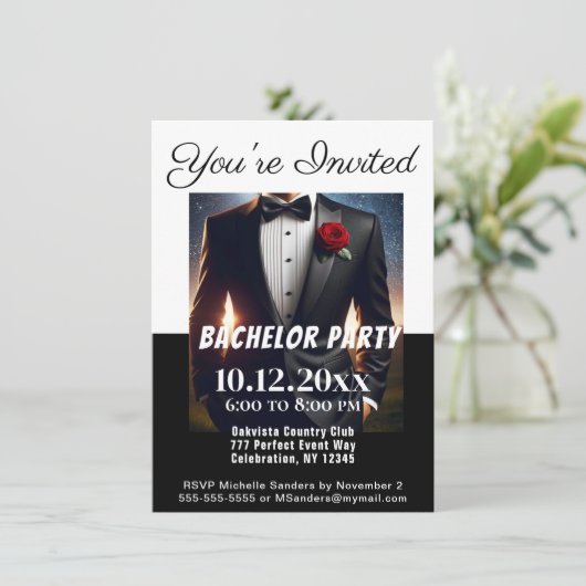 Bachelor Party Tuxedo Kaart (Staand voorkant)