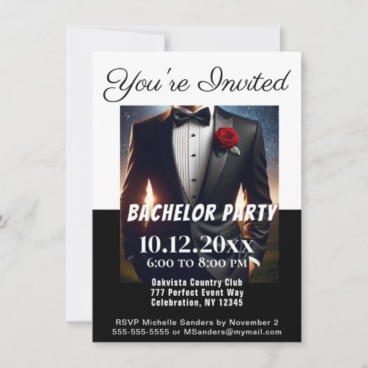 Bachelor Party Tuxedo Kaart (Voorkant)