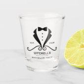 Bachelor Party Tuxedo Pak Stropdas Bruidegom Bruil Shot Glas (Voorkant)