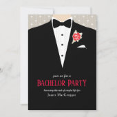 Bachelor party tuxedo red rose uitnodiging (Voorkant)