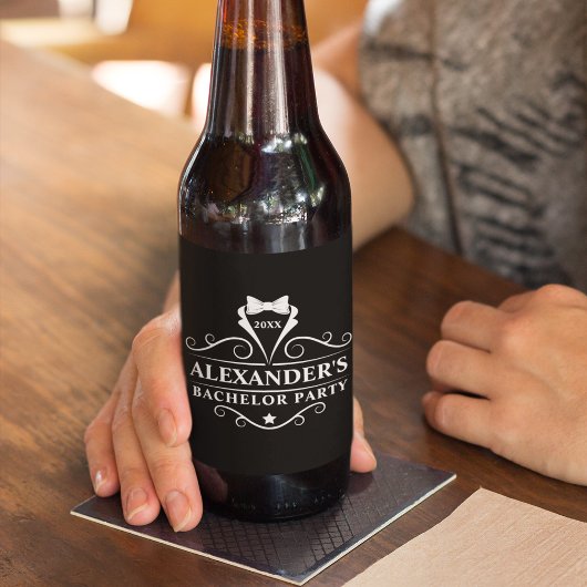 Bachelor Party Tuxedo Stropdas Black Bier Etiket