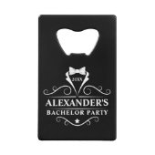 Bachelor Party Tuxedo Stropdas Black Creditkaart Flessenopener (Voorkant)