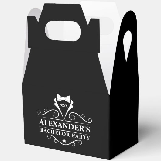Bachelor Party Tuxedo Stropdas Black Gable Favor B Bedankdoosjes (Open)