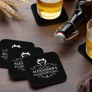 Bachelor Party Tuxedo Stropdas Black Kartonnen Onderzetters