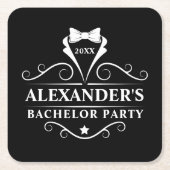 Bachelor Party Tuxedo Stropdas Black Kartonnen Onderzetters (Voorkant)