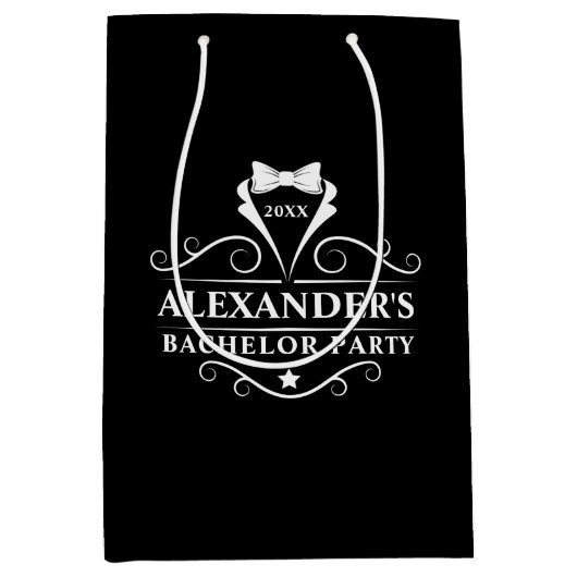 Bachelor Party Tuxedo Stropdas Black Medium Cadeauzakje (Voorkant)