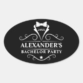 Bachelor Party Tuxedo Stropdas Black Ovale Sticker (Voorkant)