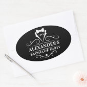 Bachelor Party Tuxedo Stropdas Black Ovale Sticker (Envelop)