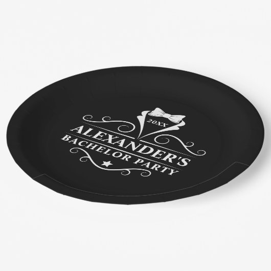 Bachelor Party Tuxedo Stropdas Black Papieren Bordje (Gekanteld)