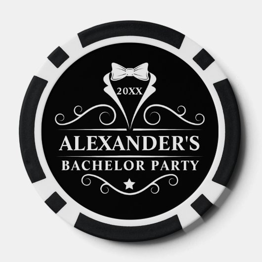 Bachelor Party Tuxedo Stropdas Black Poker Chips (Achterkant)