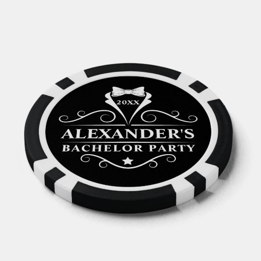 Bachelor Party Tuxedo Stropdas Black Poker Chips (Enkel)