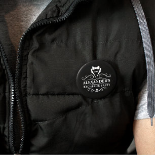 Bachelor Party Tuxedo Stropdas Black Ronde Button 5,7 Cm