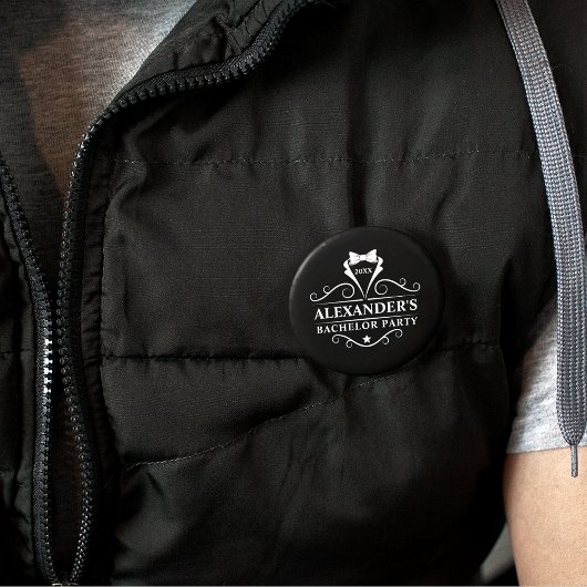 Bachelor Party Tuxedo Stropdas Black Ronde Button 5,7 Cm