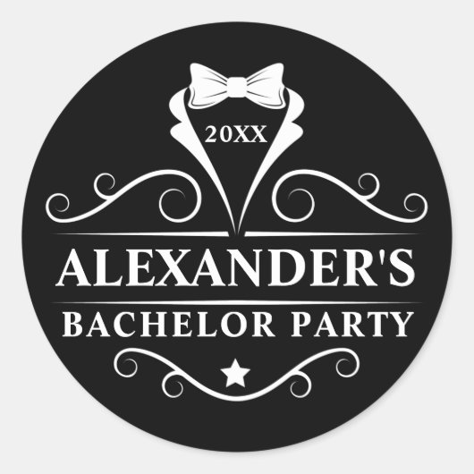 Bachelor Party Tuxedo Stropdas Black Ronde Sticker (Voorkant)