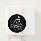 Bachelor Party Tuxedo Stropdas Black Round Bedankjes Labels (In situ)