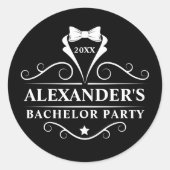 Bachelor Party Tuxedo Stropdas Black Small Small Ronde Sticker (Voorkant)