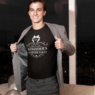 Bachelor Party Tuxedo Stropdas Black T-shirt