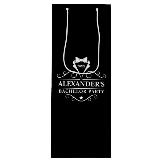 Bachelor Party Tuxedo Stropdas Black Wijn Cadeautas (Voorkant)