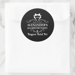 Bachelor Party Tuxedo Stropdas Hangover Relief Zwa Ronde Sticker