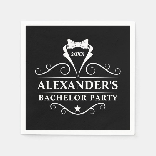 Bachelor Party Tuxedo Stropdas zwart papier Servet (Voorkant)