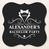 Bachelor Party Tuxedo Stropdas zwart-wit Kartonnen Onderzetters (Voorkant)