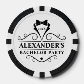 Bachelor Party Tuxedo Stropdas zwart-wit Poker Chips (Voorkant)