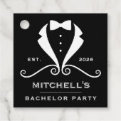 Bachelor Party Tuxedo Suit Bowtie Black Wedding Bedankjes Labels (Voorkant)