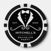 Bachelor Party Tuxedo Suit Bowtie Black Wedding Poker Chips (Voorkant)