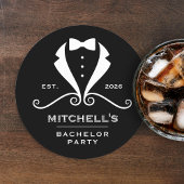 Bachelor Party Tuxedo Suit Bowtie Black Wedding Ronde Kartonnen Onderzetter
