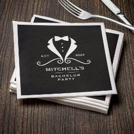 Bachelor Party Tuxedo Suit Bowtie Black Wedding Servet