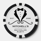 Bachelor Party Tuxedo Suit Bowtie White Wedding Poker Chips (Voorkant)