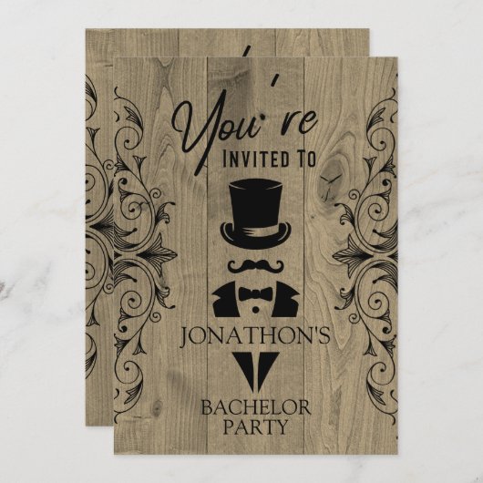 Bachelor Party  Tuxedo Uitnodiging (Voorkant / Achterkant)