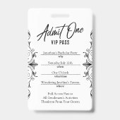 Bachelor Party  Tuxedo VIP Badge (Achterkant)