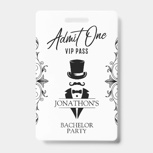 Bachelor Party  Tuxedo VIP Badge (Voorzijde)