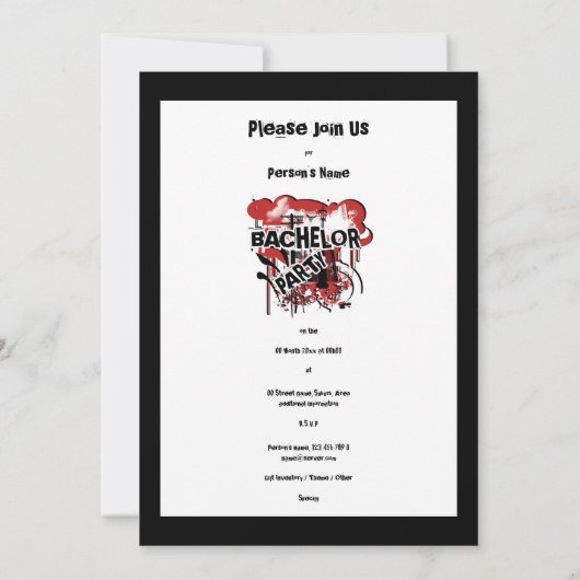 Bachelor party uitnodigations sjabloon kaart (Achterkant)