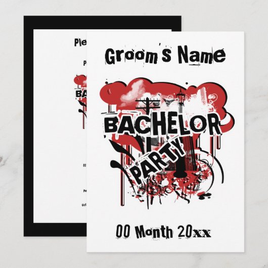 Bachelor party uitnodigations sjabloon kaart (Voorkant / Achterkant)