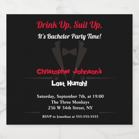 Bachelor Party Uitnodiging Bier Fles Label Bier Etiket (Enkel label)