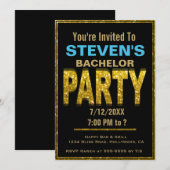 Bachelor Party-uitnodiging | Goud Kaart (Voorkant / Achterkant)